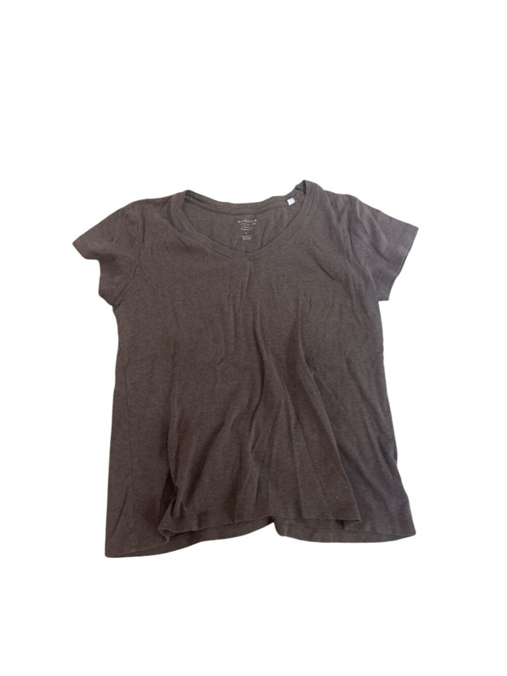 Sonoma Life+Style Womens T-Shirt L Brown V-Neck Everyday Tee 100% Cotton